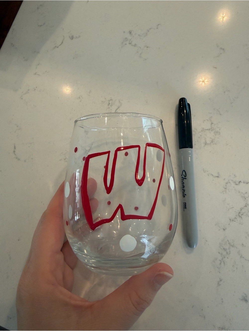 Wisconsin Badgers Stemless Wine Glass
